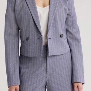 Rag & Bone Elvy Chevron Crop Blazer Navy NEW